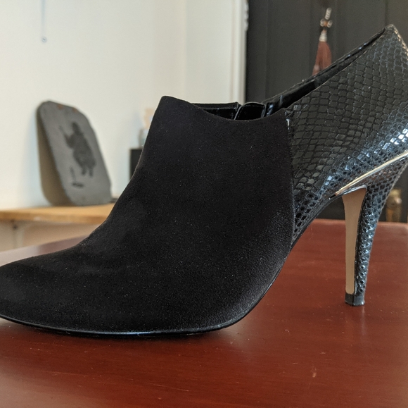 Stylettos, comfortable black boot snake / suede - Picture 6 of 7